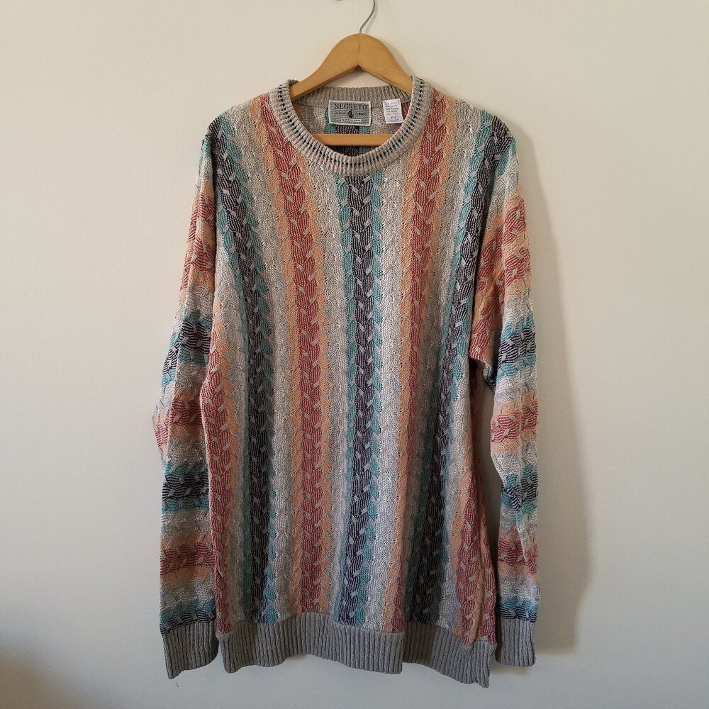 Segreto Made in Italy Multi Color Silk Blend Sweater Mens XXL